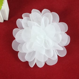 Haarspeldje organza bloem - Wit