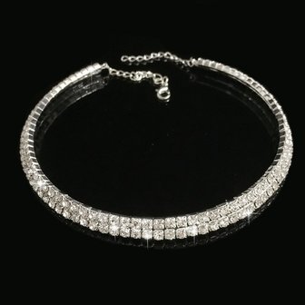 Strass choker 2 rijen