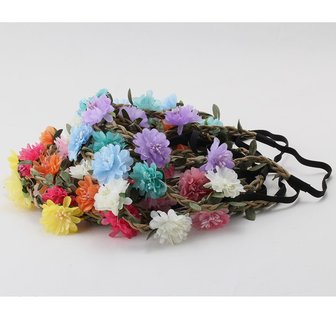Elastische bloemen haarband - diverse kleuren