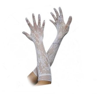Lange handschoenen opengewerkt - Wit