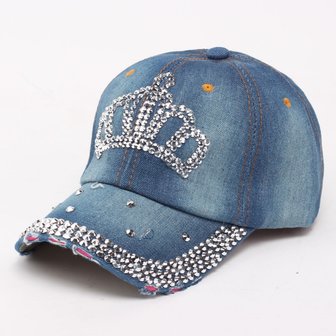 Jeans cap/pet kroon