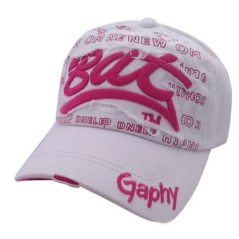 Cap / pet wit met roze