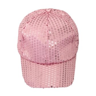 Cap / Pet met pailletten roze