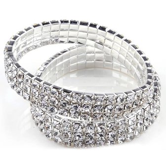 Armband 3 rijen strass - Blank