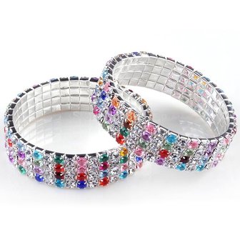 Armband 4 rijen strass - multi