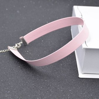 Choker pu leather - roze