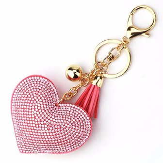 Tas / Sleutelhanger strass hart