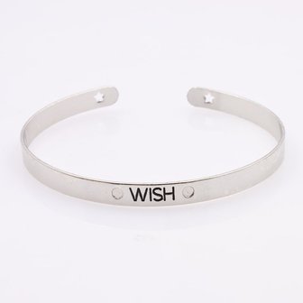 Bangle met tekst zilver &quot;wish&quot;