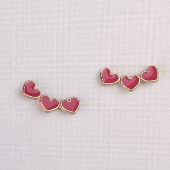 Oorbellen hearts goud/roze