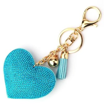 Tas / Sleutelhanger strass hart - blauw