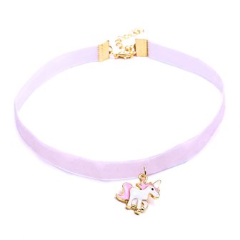 Kinder choker eenhoorn/unicorn - Roze