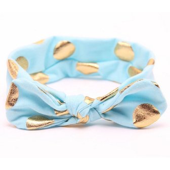 Baby/kinder haarband met gouden stippen - Blauw