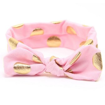 Baby/kinder haarband met gouden stippen - Roze