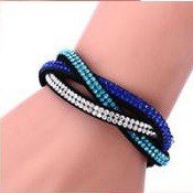 Gevlochten armband strass - Blauw