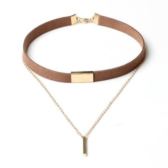 Drink water Beperken Uit Choker met ketting - Bruin/Goud - Bijoux for me