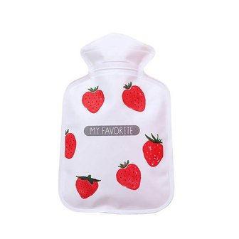 Handwarmer / mini kruik - Aardbeien/wit