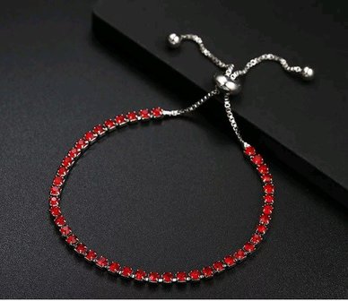 Strass armband Rood/zilver