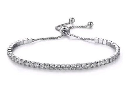 Strass armband wit/zilver