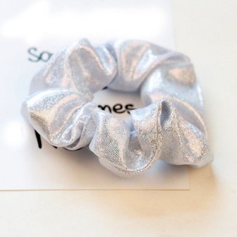 Scrunchie metallic glitter zilver