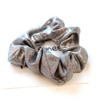 Scrunchie metallic glitter grijs