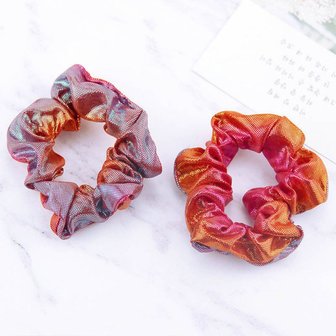 Scrunchie mermaid roze/rood