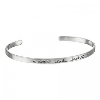 Bangle met tekst &quot;don`t look back&quot; Zilver