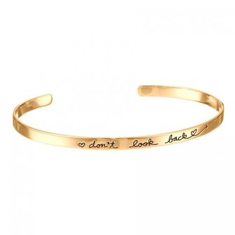 Bangle met tekst &quot;don`t look back&quot; Goud