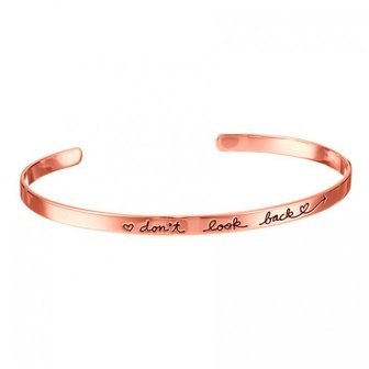 Bangle met tekst &quot;don`t look back&quot; rose goud