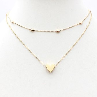 Dubbele Choker heart - goud