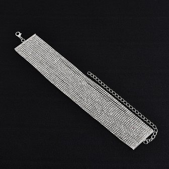 Strass choker - zilver