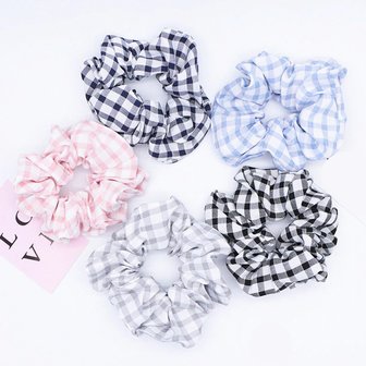 Scrunchie ruit - l.blauw