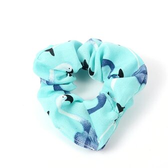 Scrunchie flamingo - Blauw