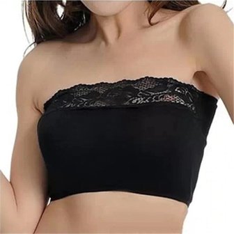 Bandeau met kant - Zwart One size