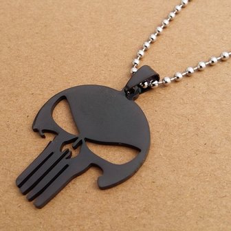 Ketting &quot;Punisher&quot; - Zwart RVS