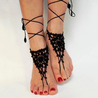 Barefoot sandels  gehaakt - zwart