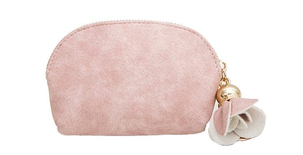 Coin purse PU leather met sleutelring - Roze