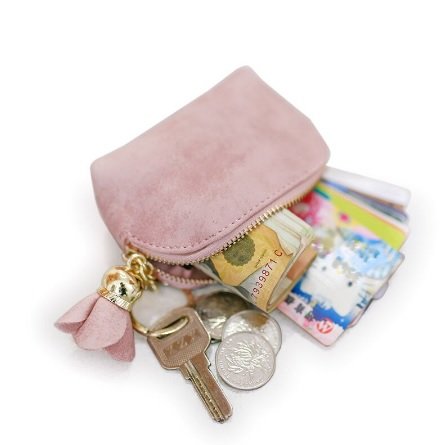 Coin purse PU leather met sleutelring - Roze
