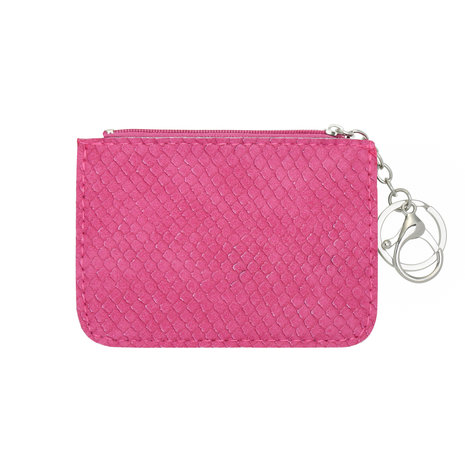 Mini portemonnee snake skin met sleutelring - Roze