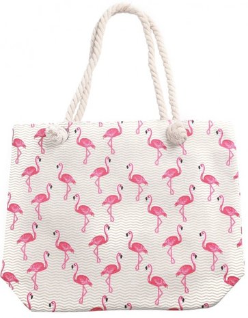 Strandtas flamingo zigzag