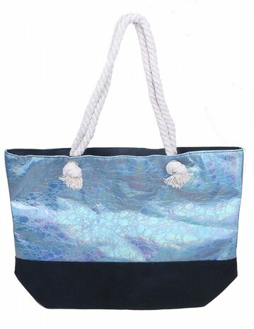 Strandtas metalic blauw