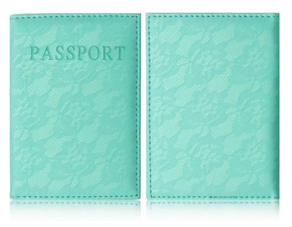 Paspoort hoesje kant - Blauwgroen