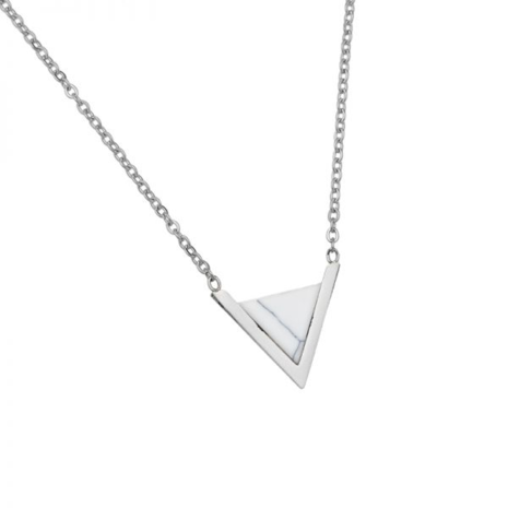 Armband marble triangle - Wit/Zilver
