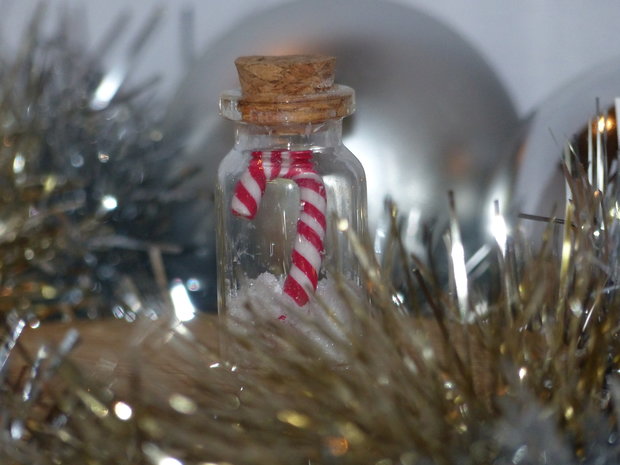 Handmade Decoratie - Candy cane jar