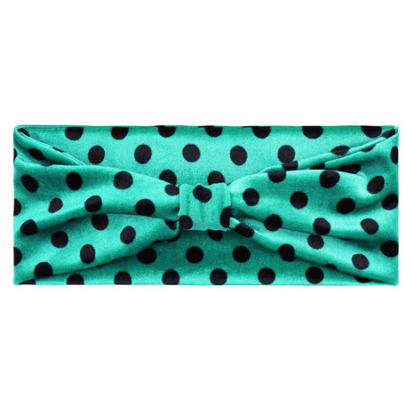 Velvet haarband dots - Groen/zwart