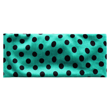 Velvet haarband dots - Groen/zwart