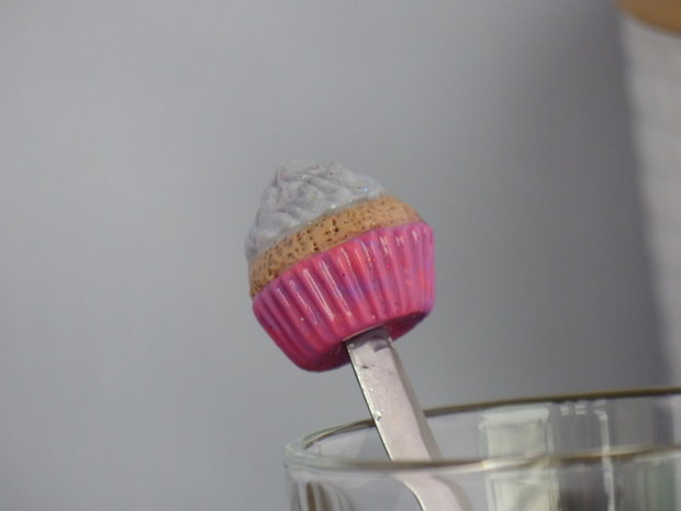 Handmade theelepeltje - Cupcake Pink/silver