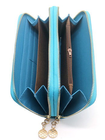 Dubbele portemonnee croco - Blauw