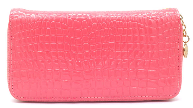 Dubbele portemonnee croco -  Roze