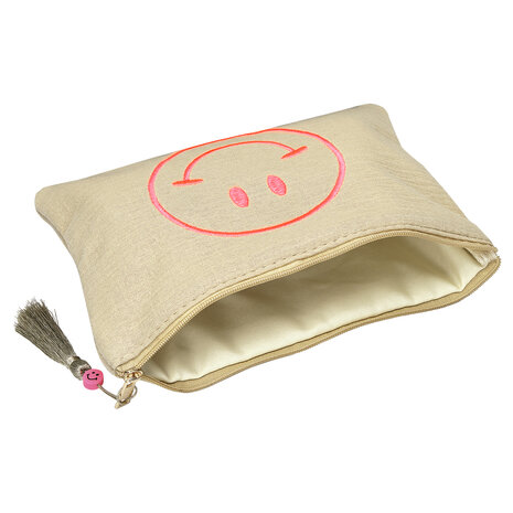 Make-up/Toilet tas smiley - Geel