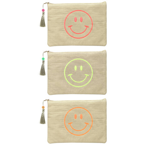 Make-up/Toilet tas smiley - Geel